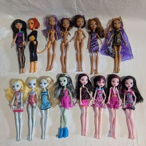 15 Monster High Dolls Lot Draculaura Clawdeen Lagoona Cleo Frankie Toralei